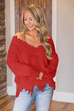 Load image into Gallery viewer, Frayed Hem Dropped Shoulder Sweater
