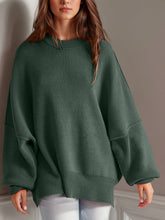 Load image into Gallery viewer, Double Take Side Slit Round Neck Long Sleeve Sweater
