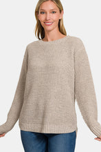 Load image into Gallery viewer, Zenana High Low Long Sleeve Waffle Sweater
