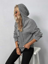 Load image into Gallery viewer, Button-Down Long Sleeve Hooded Sweater
