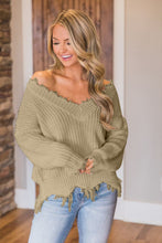 Load image into Gallery viewer, Frayed Hem Dropped Shoulder Sweater
