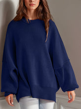 Load image into Gallery viewer, Double Take Side Slit Round Neck Long Sleeve Sweater
