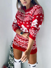 Load image into Gallery viewer, Christmas Element Round Neck Mini Sweater Dress
