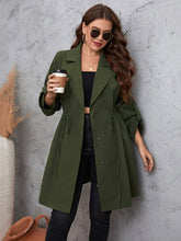 Load image into Gallery viewer, Plus Size Lapel Collar Roll-Tab Sleeve Trench Coat
