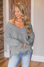 Load image into Gallery viewer, Frayed Hem Dropped Shoulder Sweater
