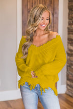 Load image into Gallery viewer, Frayed Hem Dropped Shoulder Sweater
