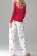 Load image into Gallery viewer, Round Neck Long Sleeve Top and Printed Pants Lounge Set
