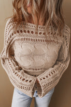 Load image into Gallery viewer, Cable-Knit Openwork Long Sleeve Sweater
