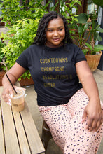 Load image into Gallery viewer, Simply Love Full Size COUNTDOWNS CHAMPAGNE RESOLUTIONS &amp; CHEER Round Neck T-Shirt
