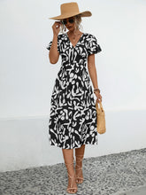 Load image into Gallery viewer, Printed V-Neck Short Sleeve Dress
