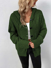 Load image into Gallery viewer, Button-Down Long Sleeve Hooded Sweater
