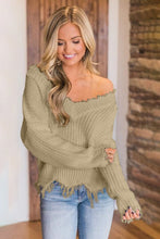 Load image into Gallery viewer, Frayed Hem Dropped Shoulder Sweater
