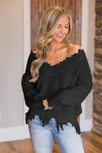 Load image into Gallery viewer, Frayed Hem Dropped Shoulder Sweater
