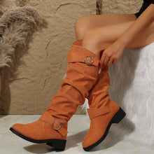 Load image into Gallery viewer, Buckle Round Toe Block Heel Boots
