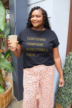 Load image into Gallery viewer, Simply Love Full Size COUNTDOWNS CHAMPAGNE RESOLUTIONS &amp; CHEER Round Neck T-Shirt
