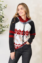 Load image into Gallery viewer, Double Take Full Size Christmas Drawstring Long Sleeve Hoodie
