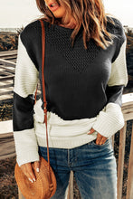 Load image into Gallery viewer, Two-Tone Openwork Rib-Knit Sweater
